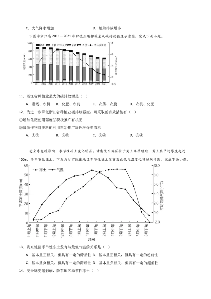 热点04气候变化与可持续发展（原卷版）_2025年新高考资料_二轮复习_01高考语文等多个文件_2025年高三地理高考二轮复习专项提升_重点&middot;难点&middot;热点专练（分地区）