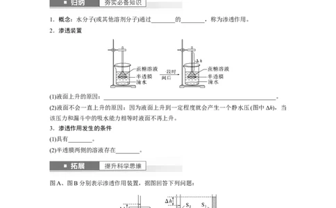 第2单元　第4课时　水进出细胞的原理_2024年新高考资料_1.2024一轮复习_2024年高考生物一轮复习讲义（新人教版）_学生版在此文件夹_大一轮复习讲义