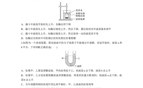第2单元　第4课时　水进出细胞的原理_2024年新高考资料_1.2024一轮复习_2024年高考生物一轮复习讲义（新人教版）_学生版在此文件夹_大一轮复习讲义