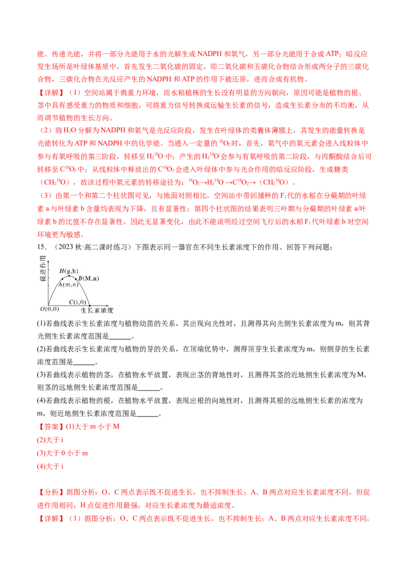 第32.1讲植物生长素（练习）（解析版）_2024年新高考资料_1.2024一轮复习_2024年高考生物一轮复习讲练测（新教材新高考）