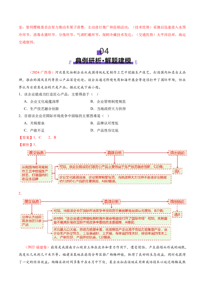 微专题市场竞争力（讲义）（解析版）_2025年新高考资料_二轮复习_01高考语文等多个文件_2025年高三地理高考二轮复习专项提升_二轮讲义