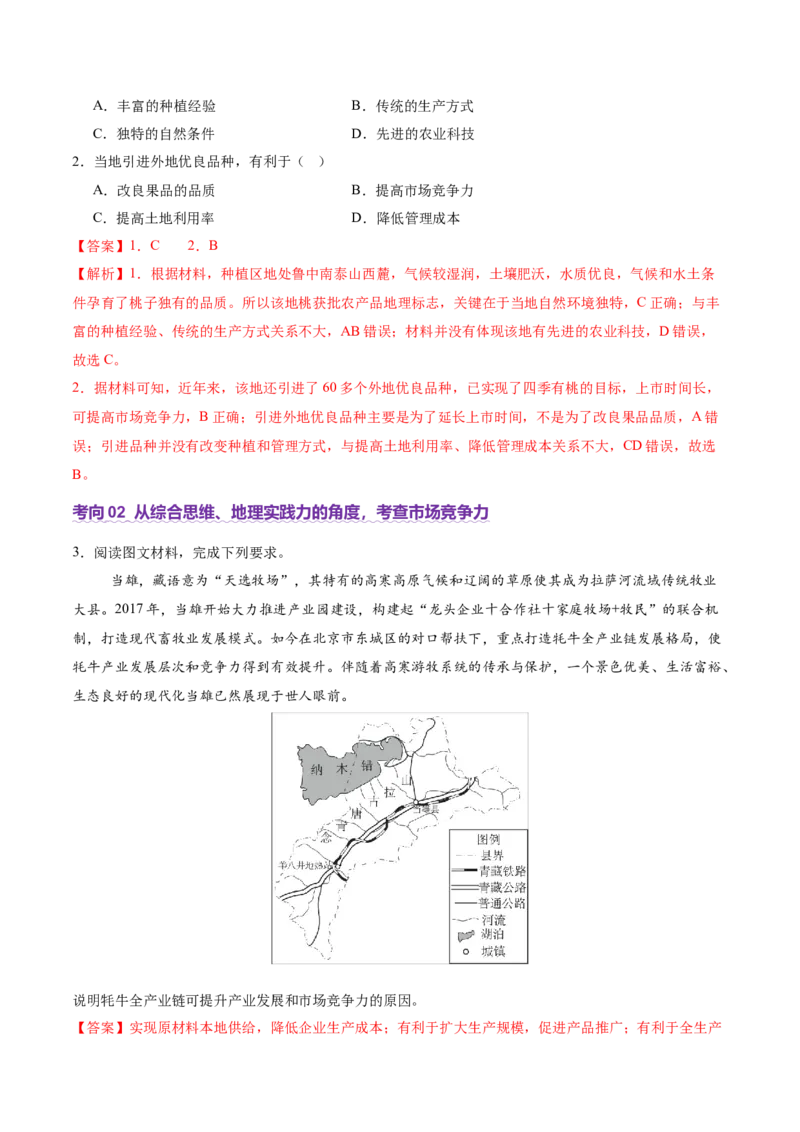 微专题市场竞争力（讲义）（解析版）_2025年新高考资料_二轮复习_01高考语文等多个文件_2025年高三地理高考二轮复习专项提升_二轮讲义