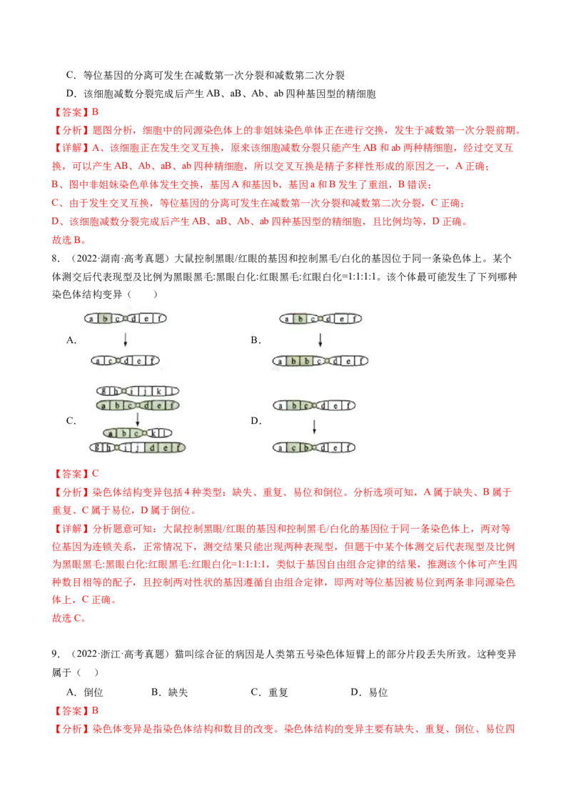 第23讲生物的变异（练习）（解析版）_2024年新高考资料_1.2024一轮复习_2024年高考生物一轮复习讲练测（新教材新高考）
