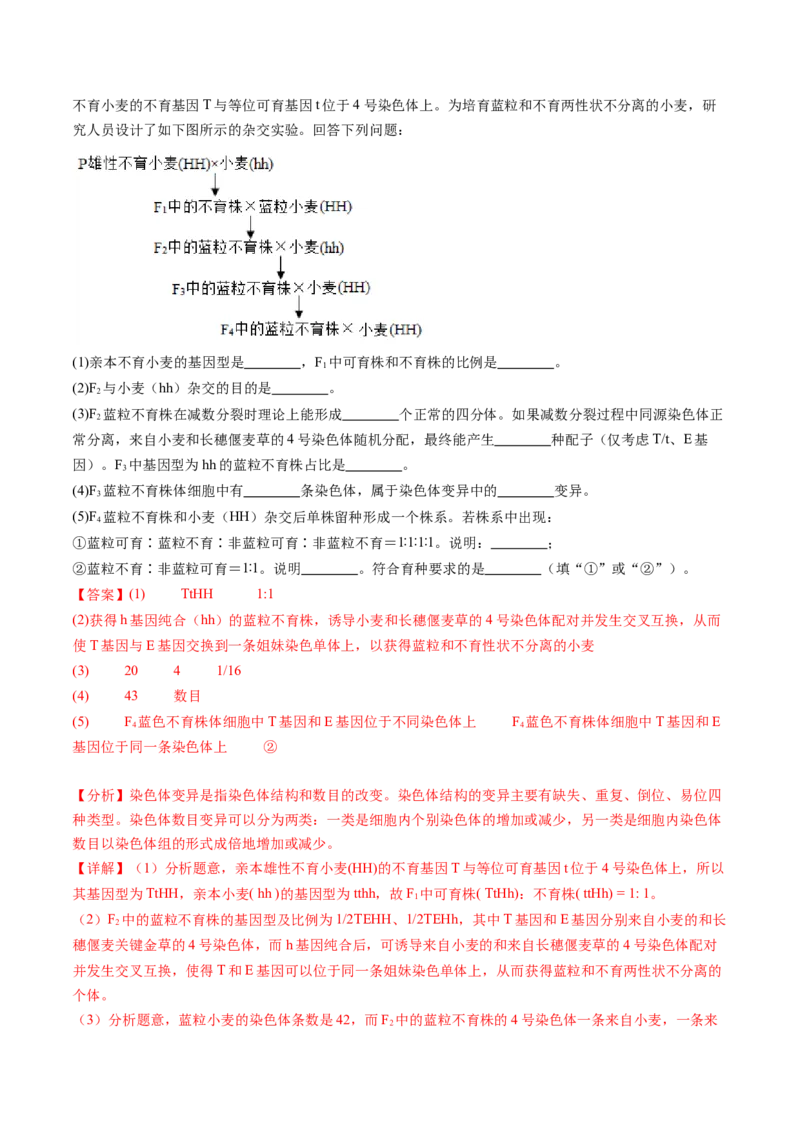 第23讲生物的变异（练习）（解析版）_2024年新高考资料_1.2024一轮复习_2024年高考生物一轮复习讲练测（新教材新高考）