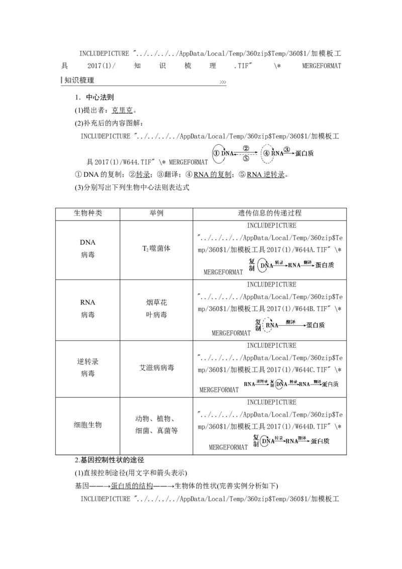 [12533093]高中生物一轮复习学案：第19讲　基因的表达_新高考复习资料_2023年新高考复习资料_一轮复习_精讲精练2023届新高考生物一轮复习学案