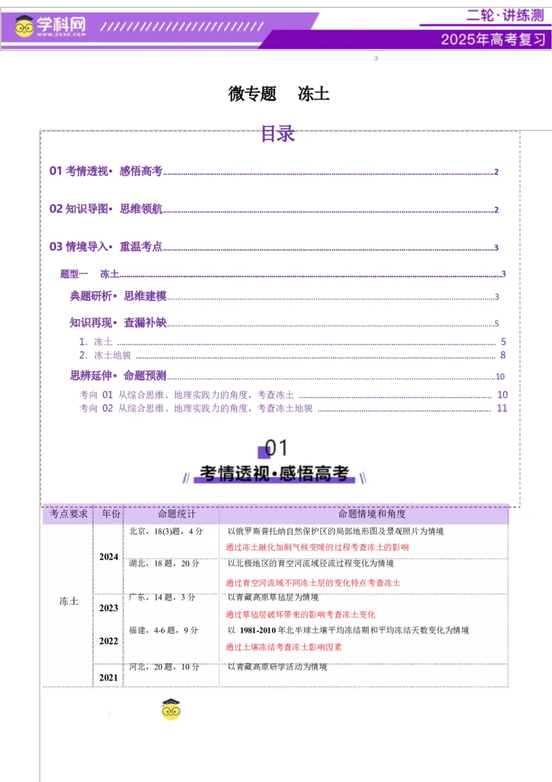 微专题冻土（讲义）（解析版）_2025年新高考资料_二轮复习_上好课2025年高考地理二轮复习讲练测（新高考通用）3381954