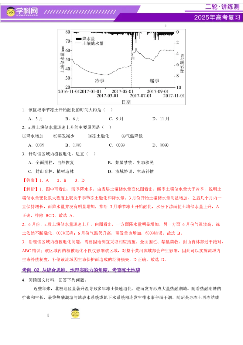 微专题冻土（讲义）（解析版）_2025年新高考资料_二轮复习_上好课2025年高考地理二轮复习讲练测（新高考通用）3381954