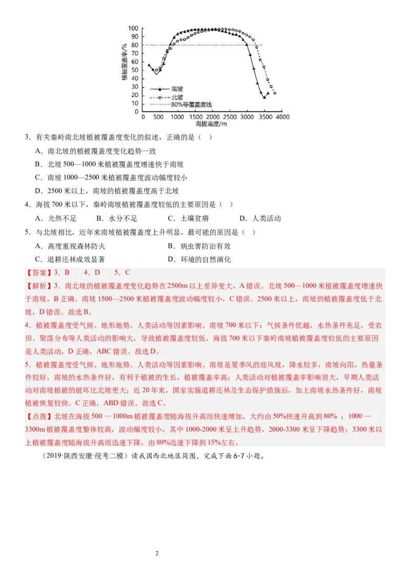 2024届高考一轮复习专题六地理环境的整体性和差异性第十九讲地理环境的差异性（解析版）_通用版（老高考）复习资料_2024年复习资料_专题训练_19讲地理环境的差异性（专题训练）