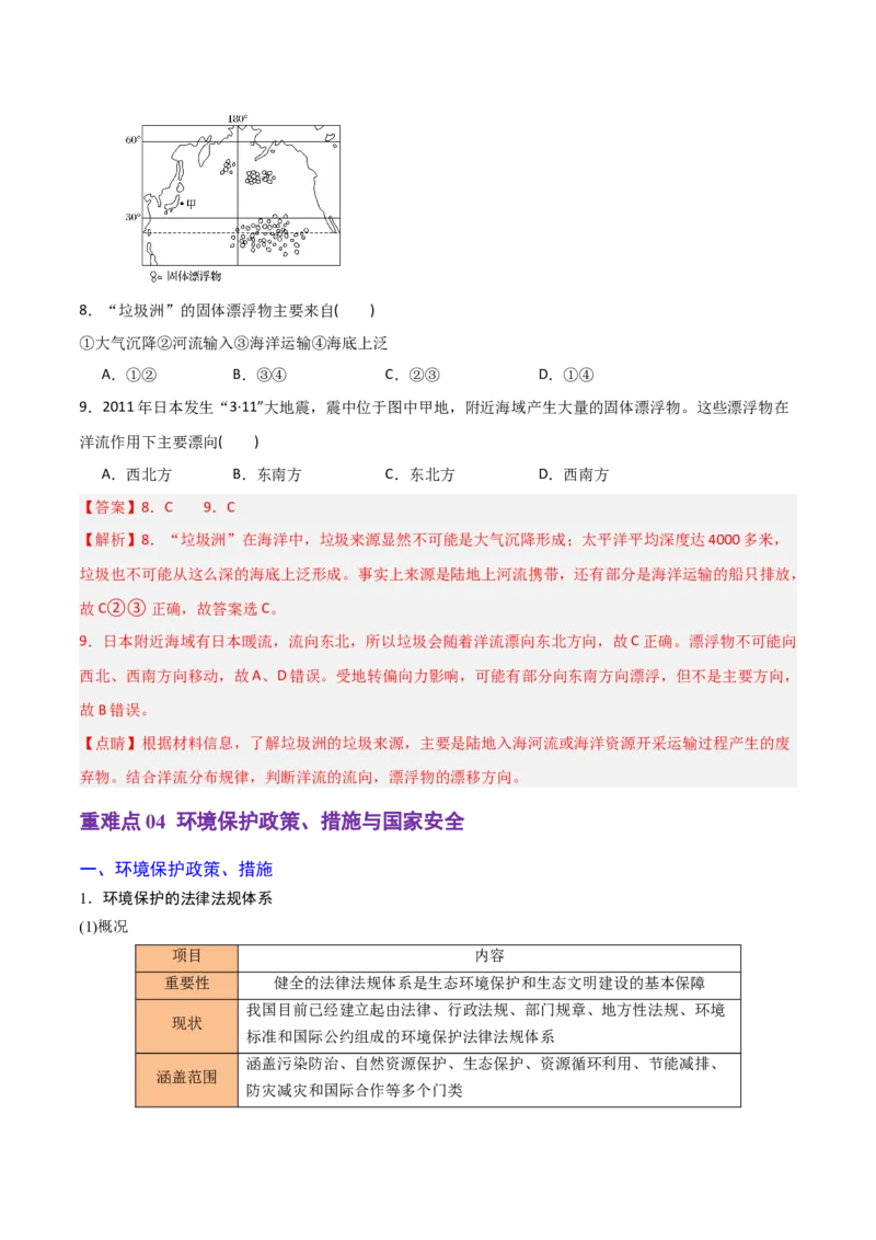 重难点15生态环境保护与国家安全（浙江专用）（解析版）_2025年新高考资料_二轮复习_01高考语文等多个文件_2025年高三地理高考二轮复习专项提升_重点&middot;难点&middot;热点专练（分地区）