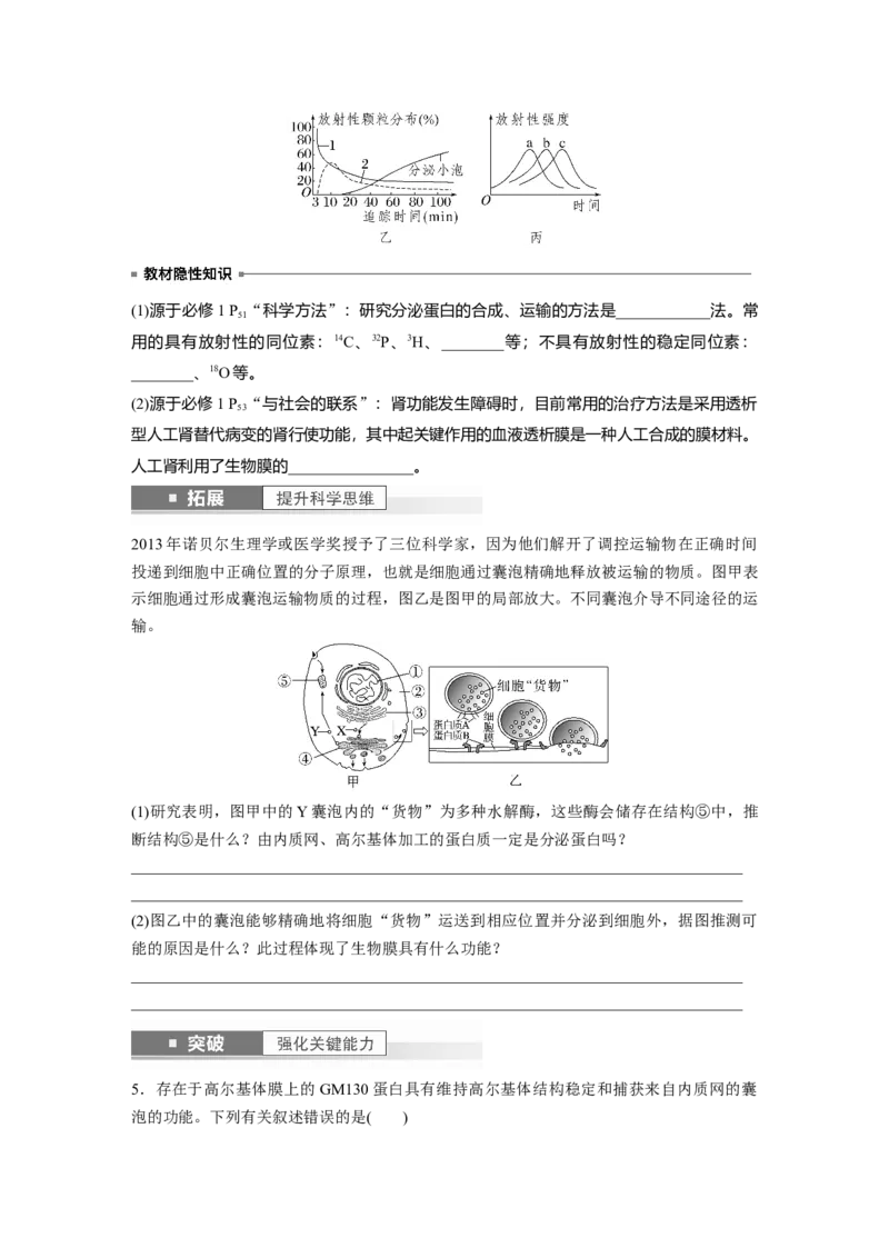 第2单元　第2课时　细胞器之间的分工合作_2024年新高考资料_1.2024一轮复习_2024年高考生物一轮复习讲义（新人教版）_学生版在此文件夹_大一轮复习讲义