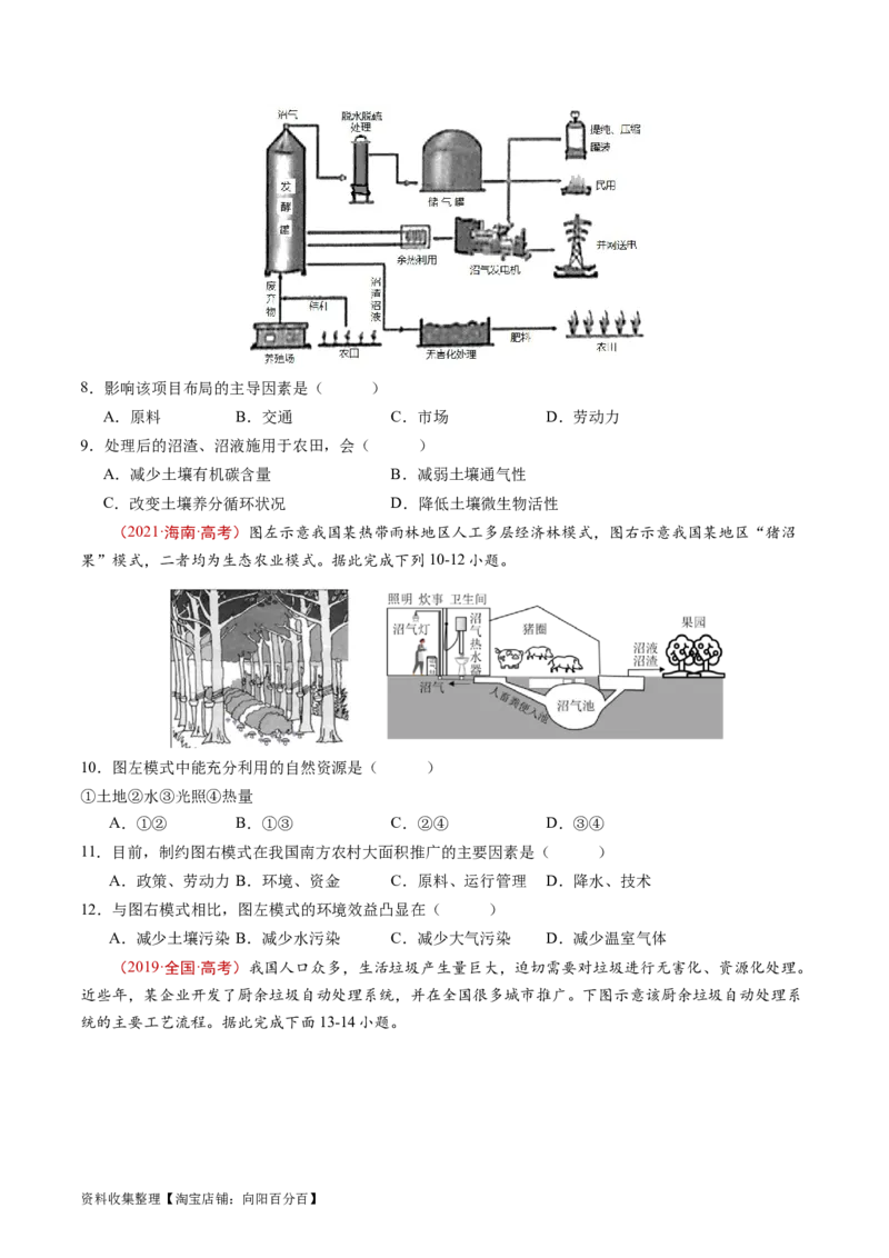 专题13环境与发展-学易金卷：五年（2019-2023）高考地理真题分项汇编（原卷版）_通用版（老高考）复习资料_2024年复习资料_完五年（2019-2023）高考地理真题分项汇编（全国通用）