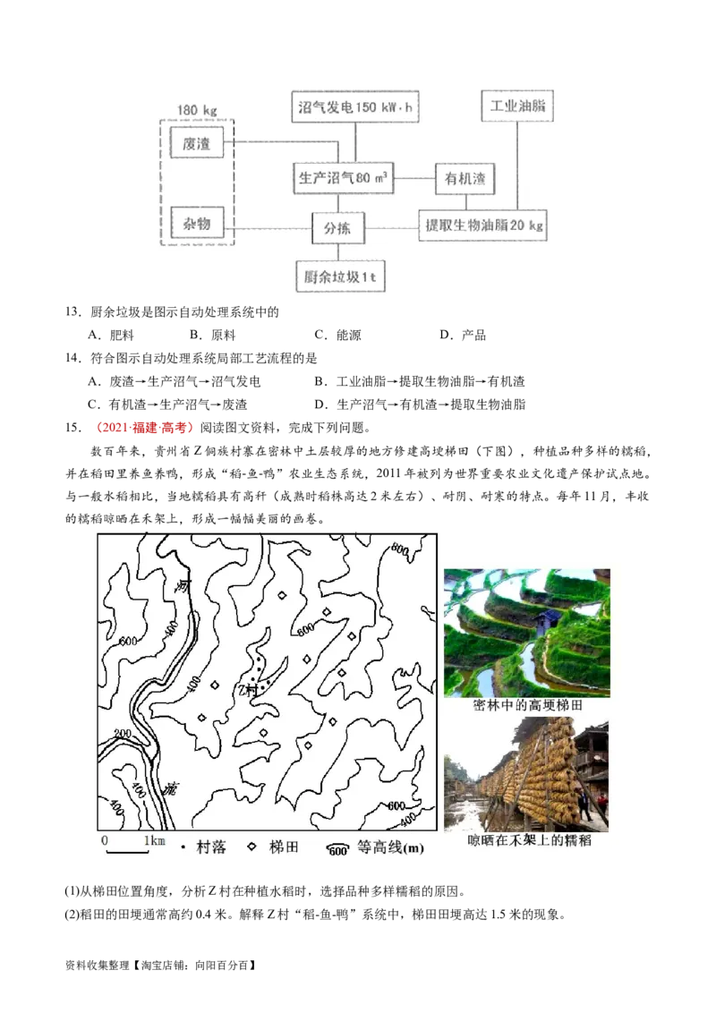 专题13环境与发展-学易金卷：五年（2019-2023）高考地理真题分项汇编（原卷版）_通用版（老高考）复习资料_2024年复习资料_完五年（2019-2023）高考地理真题分项汇编（全国通用）