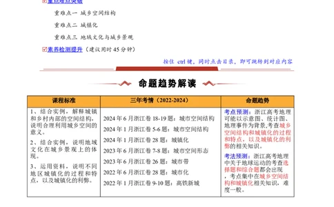 重难点08城镇与乡村（浙江专用）（解析版）_2025年新高考资料_二轮复习_2025年高三地理高考二轮复习专项提升（新高考通用）3405802_重点&middot;难点&middot;热点专练（分地区）_浙江专用