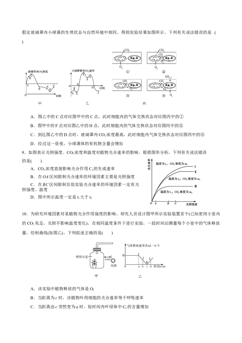 GKSW150_第9讲光合作用-备战2022年高考生物一轮复习精品讲义（人教版）(原卷版)_新高考复习资料_2022年新高考复习资料_备战2022新高考生物一轮复习精品讲义（人教版）