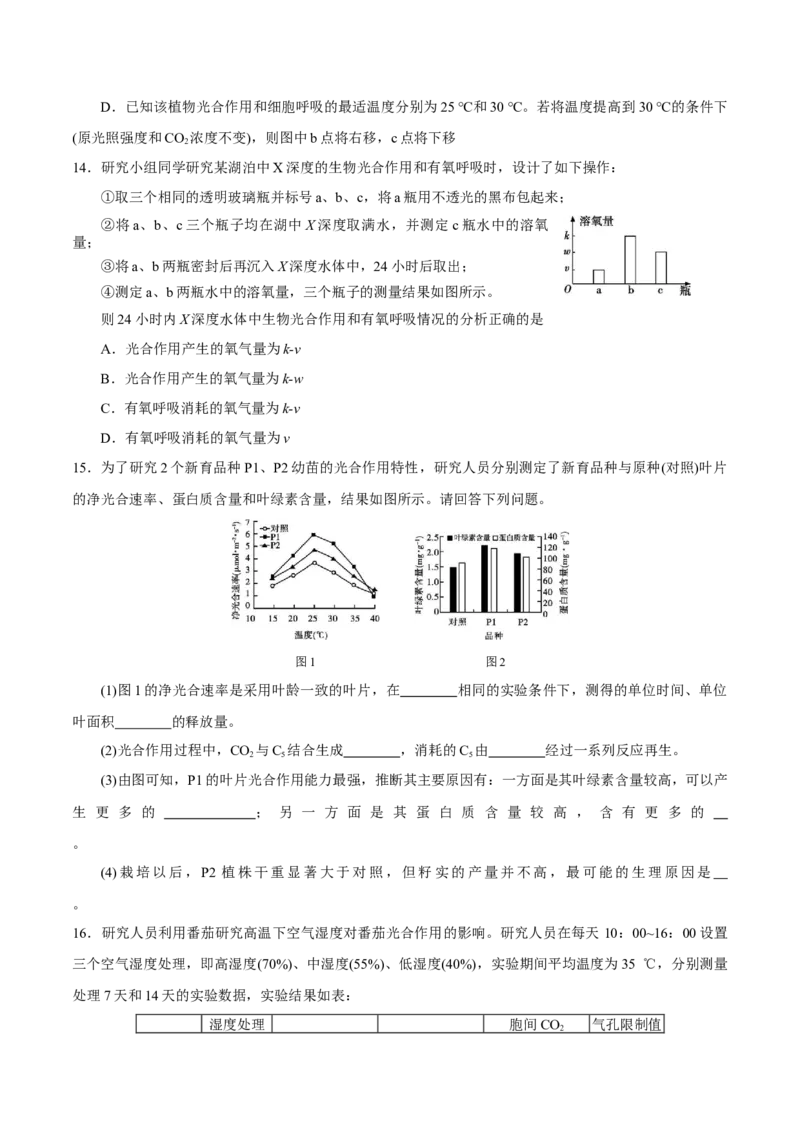 GKSW150_第9讲光合作用-备战2022年高考生物一轮复习精品讲义（人教版）(原卷版)_新高考复习资料_2022年新高考复习资料_备战2022新高考生物一轮复习精品讲义（人教版）