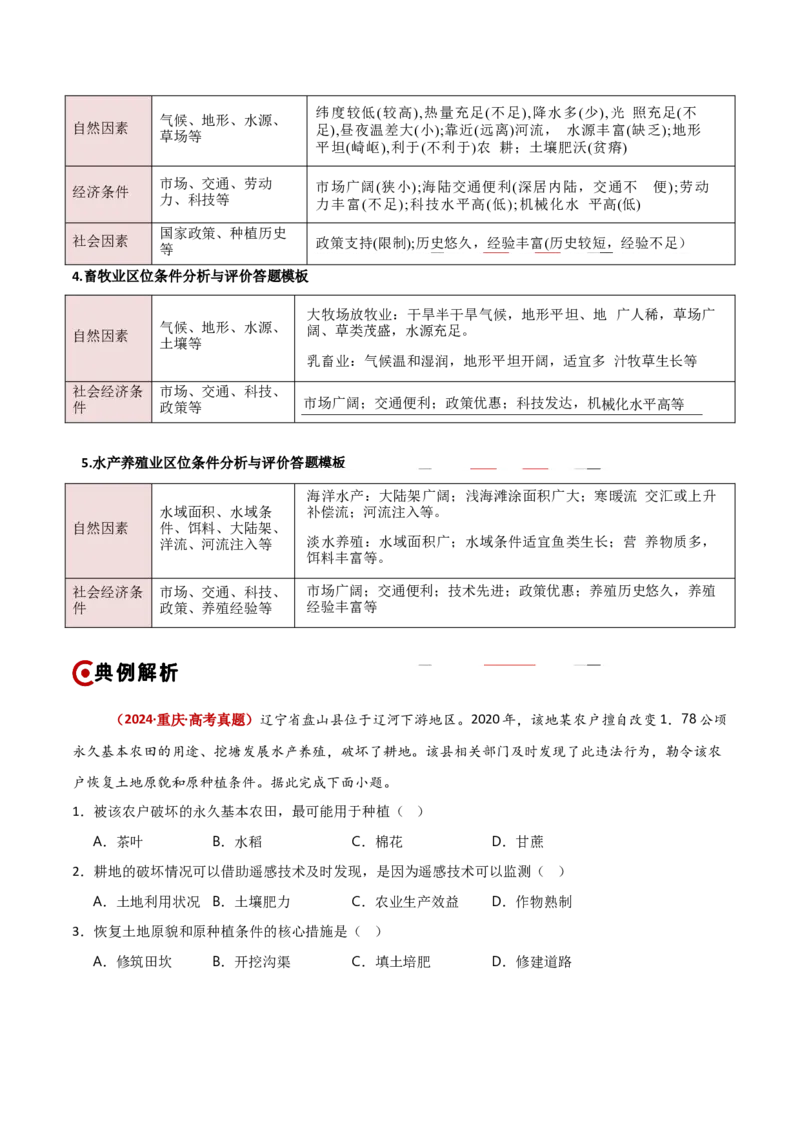 重难点09农业生产与粮食安全（原卷版）_2025年新高考资料_二轮复习_01高考语文等多个文件_2025年高三地理高考二轮复习专项提升_重点&middot;难点&middot;热点专练（分地区）_新高考通用