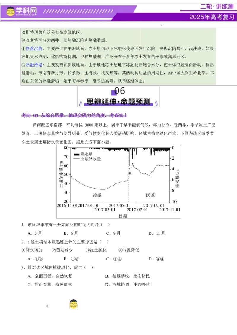 微专题冻土（讲义）（原卷版）_2025年新高考资料_二轮复习_上好课2025年高考地理二轮复习讲练测（新高考通用）3381954