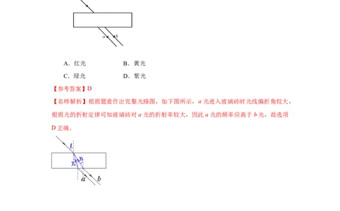 模型69光学+方玻璃砖模型（解析版）。_04高考物理_新高考复习资料_2024新高考复习资料_二轮复习资料_2024高考物理二轮复习80模型最新模拟题专项训练_教师版（含答案解析）