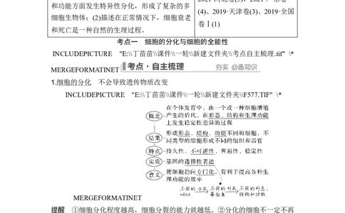第12讲细胞的分化、衰老和死亡_2024年新高考资料_1.2024一轮复习_2024年高考生物一轮复习讲义（新人教版）_另附1套Word版题库_必修1_第四单元细胞的生命历程
