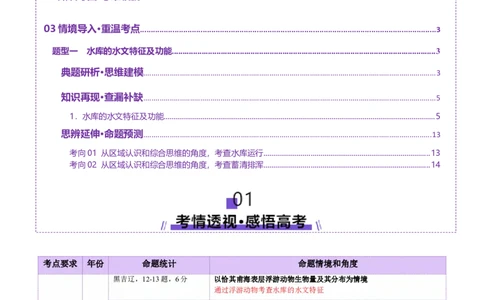 微专题水库的水文特征及功能（讲义）（原卷版）_2025年新高考资料_二轮复习_01高考语文等多个文件_2025年高三地理高考二轮复习专项提升_二轮讲义