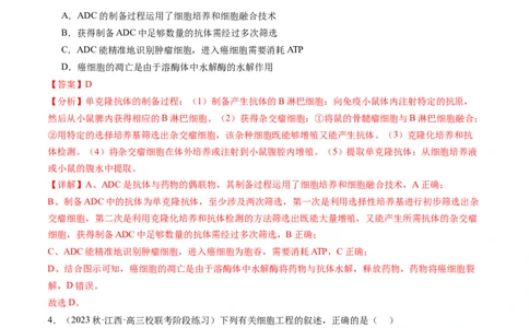 第41讲动物细胞工程（练习）（解析版）_2024年新高考资料_1.2024一轮复习_2024年高考生物一轮复习讲练测（新教材新高考）