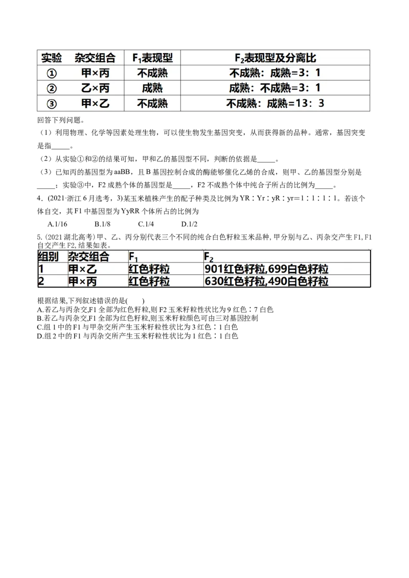 第17.2讲基因的自由组合定律相关题型（练习）（原卷版）_2024年新高考资料_1.2024一轮复习_2024年高考生物一轮复习讲练测（新教材新高考）