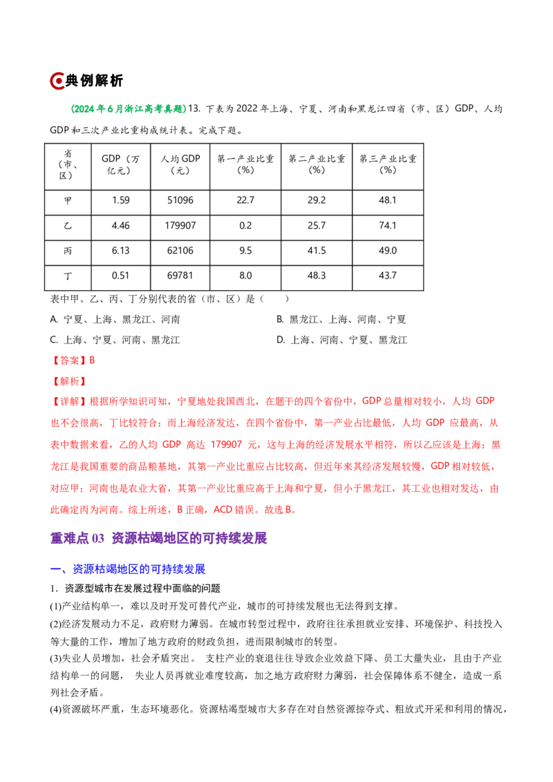 重难点12区域可持续发展（浙江专用）（解析版）_2025年新高考资料_二轮复习_01高考语文等多个文件_2025年高三地理高考二轮复习专项提升_重点&middot;难点&middot;热点专练（分地区）_浙江专用
