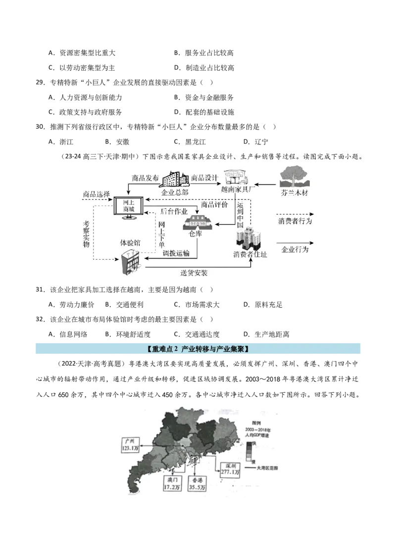 重难点14工业区位因素与产业发展（原卷版）_2025年新高考资料_二轮复习_01高考语文等多个文件_2025年高三地理高考二轮复习专项提升_重点&middot;难点&middot;热点专练（分地区）_天津专用