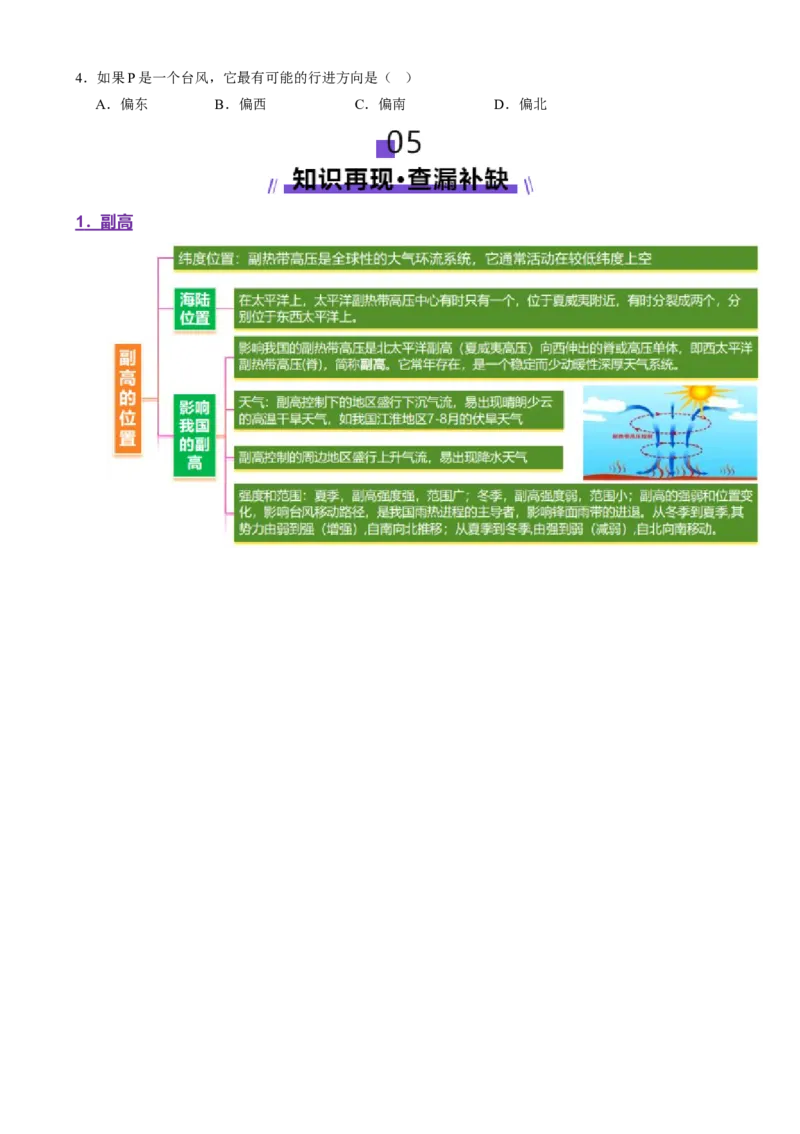 微专题副高（讲义）（原卷版）_2025年新高考资料_二轮复习_01高考语文等多个文件_上好课2025年高考地理二轮复习讲练测（新高考通用）_第一部分专题突破