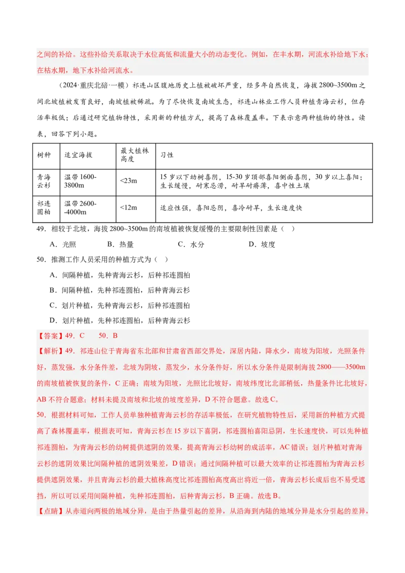 消灭易错自然地理选择题50题专练（解析版）_2025年新高考资料_二轮复习_2025年高三地理高考二轮复习专项提升（新高考通用）3405802_易错专练