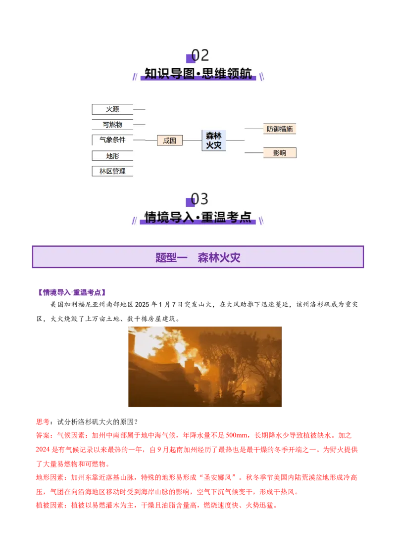 微专题森林火灾（讲义）（解析版）_2025年新高考资料_二轮复习_01高考语文等多个文件_上好课2025年高考地理二轮复习讲练测（新高考通用）_第一部分专题突破
