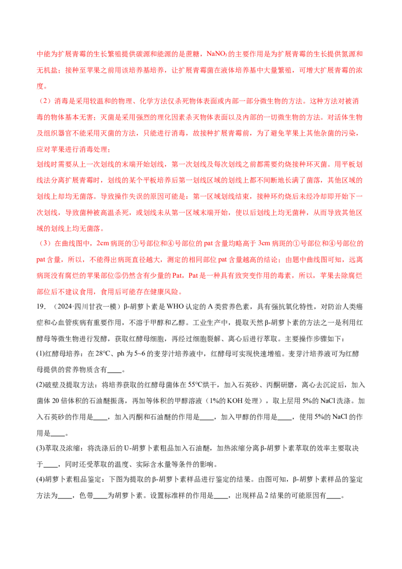 第16讲发酵工程（练习）（解析版）_2024年新高考资料_2.2024二轮复习_2024年高考生物二轮复习讲练测（新教材新高考）