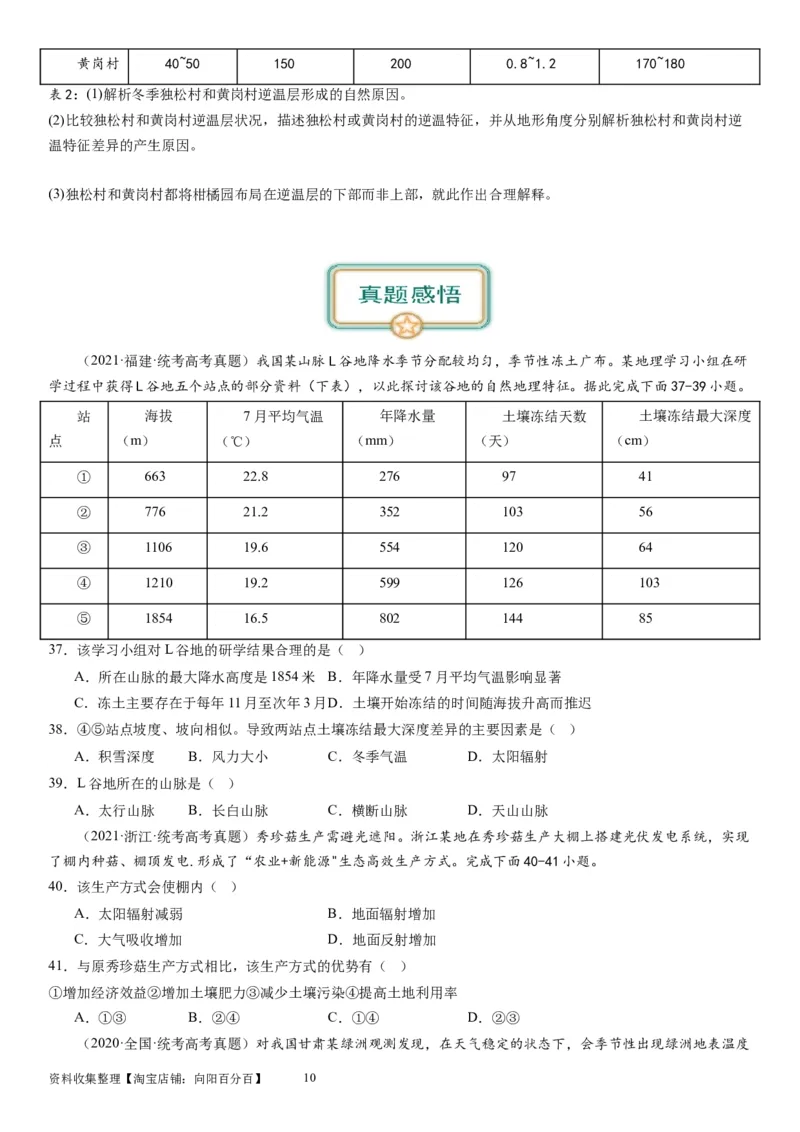 2024届新高考一轮复习专题三地球上的大气第七讲大气组成、大气垂直分层与大气受热过程（试卷版）_通用版（老高考）复习资料_2024年复习资料_专题训练