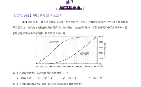微专题中国新基建（交通）（练习）（原卷版）_2025年新高考资料_二轮复习_上好课2025年高考地理二轮复习讲练测（新高考通用）3381954