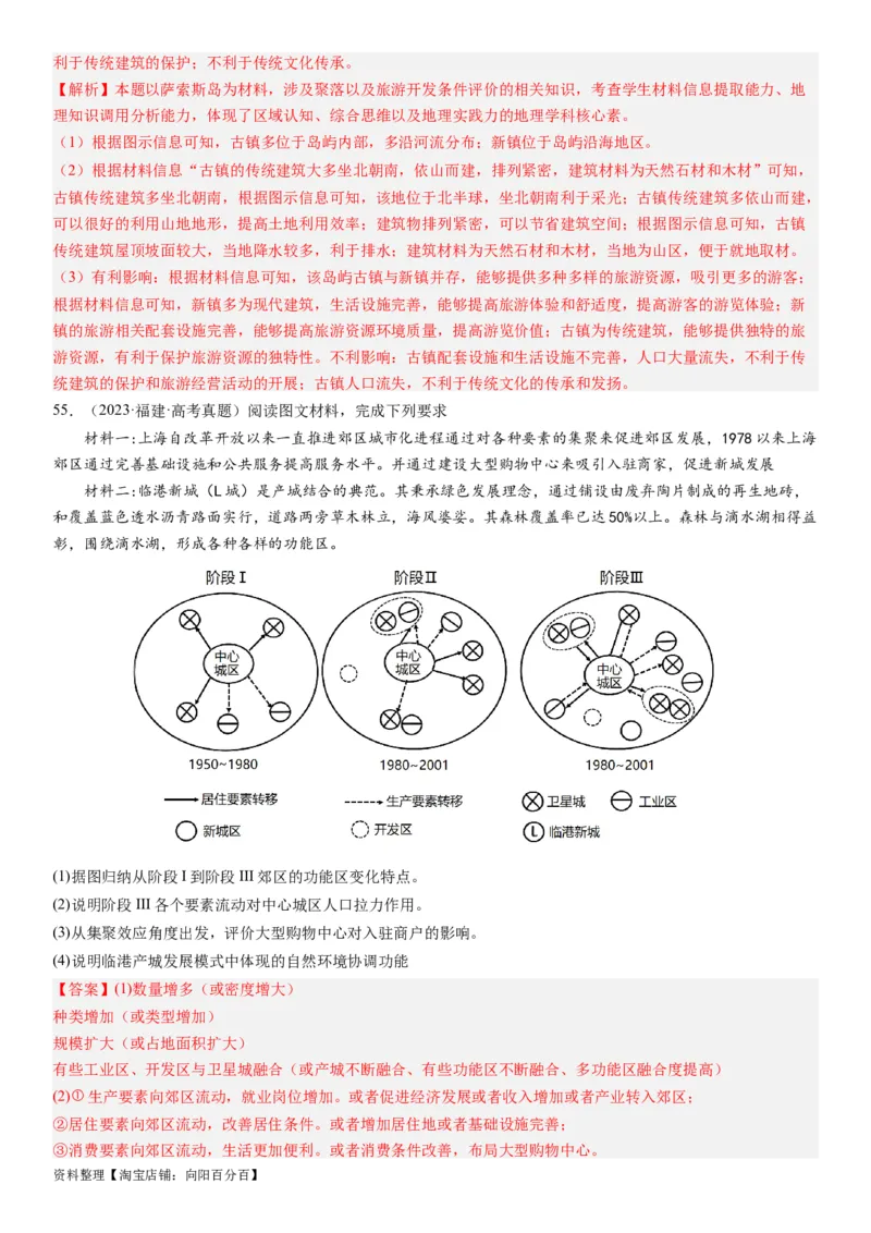 2024届新高考一轮复习专题九乡村与城市第二十四讲城乡空间结构与城乡景观（解析版）_通用版（老高考）复习资料_2024年复习资料_完备战2024年高考地理一轮复习考点帮（全国通用）