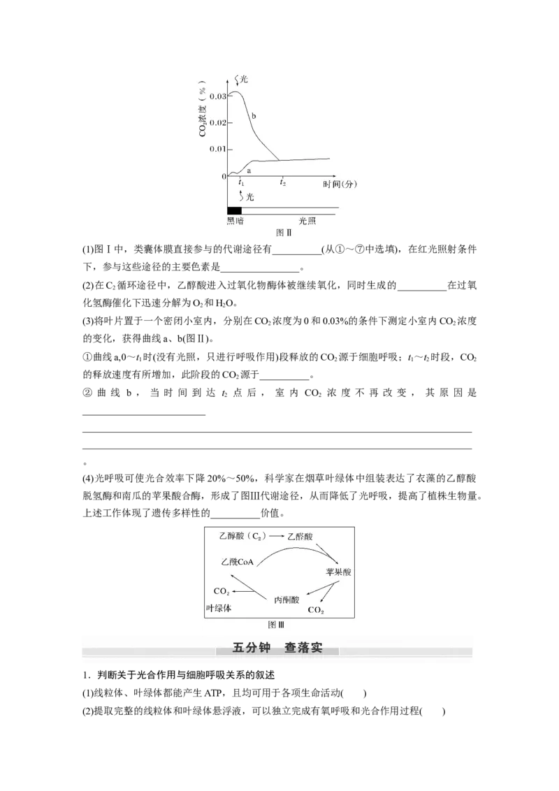 第3单元　第7课时　光合作用和细胞呼吸的综合分析_2024年新高考资料_1.2024一轮复习_2024年高考生物一轮复习讲义（新人教版）_学生版在此文件夹_大一轮复习讲义