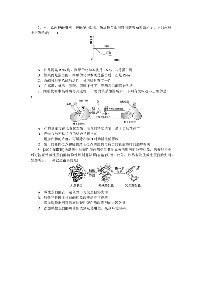 专练15　降低化学反应活化能的酶_通用版（老高考）复习资料_2023年复习资料_专项复习_2023《微专题&middot;小练习》&middot;生物