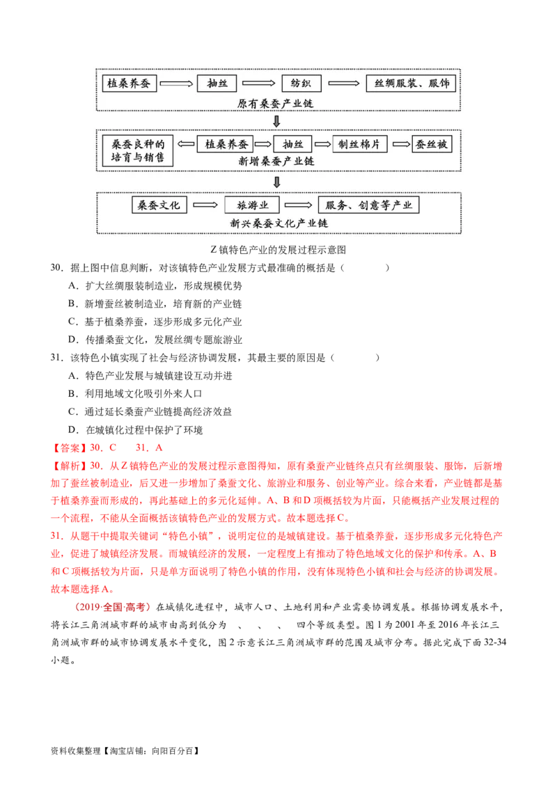 专题16城市、产业与区域发展-学易金卷：五年（2019-2023）高考地理真题分项汇编（解析版）_通用版（老高考）复习资料_2024年复习资料