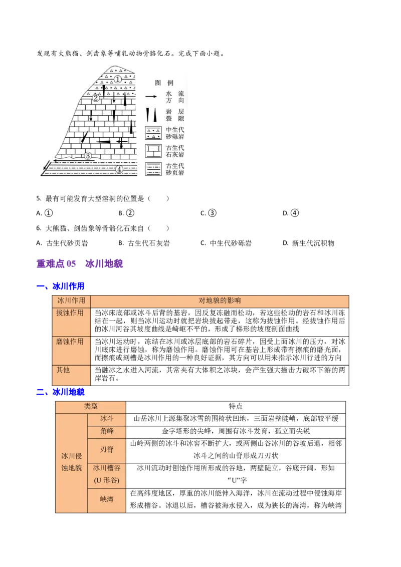 重难点04地质作用规律（浙江专用）（原卷版）_2025年新高考资料_二轮复习_01高考语文等多个文件_2025年高三地理高考二轮复习专项提升_重点&middot;难点&middot;热点专练（分地区）_浙江专用