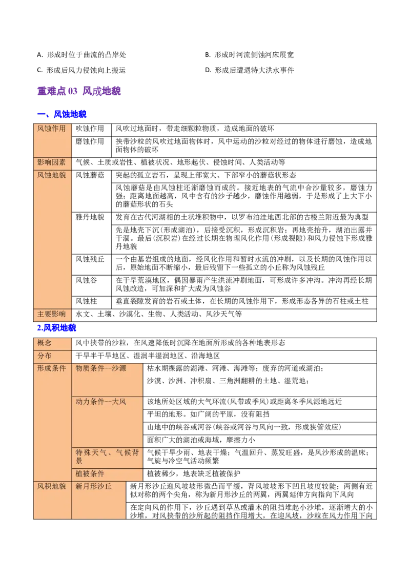重难点04地质作用规律（浙江专用）（原卷版）_2025年新高考资料_二轮复习_01高考语文等多个文件_2025年高三地理高考二轮复习专项提升_重点&middot;难点&middot;热点专练（分地区）_浙江专用