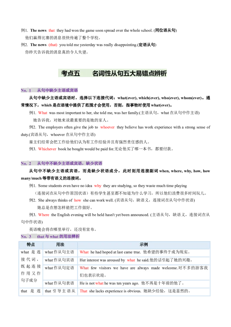 第21讲名词性从句（讲义）（原卷版）_03高考英语_2025年新高考资料_一轮复习_2025年高考英语一轮复习讲练测（新教材新高考，含2024年高考真题）_语法
