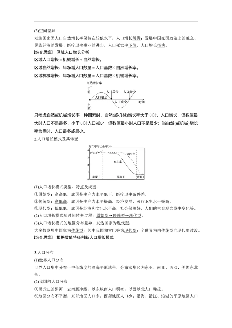 24必修②第1章人口的变化第15讲人口的数量变化与人口合理容量_通用版（老高考）复习资料_2023年复习资料_地理高三一轮复习系列_地理高三一轮复习系列《一轮复习讲义》（教师版）