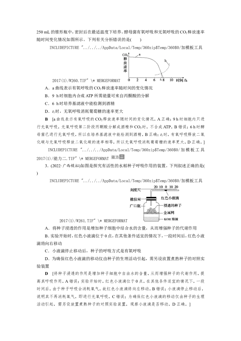 [12501779]高中生物一轮复习学案：第8讲　ATP与细胞呼吸_新高考复习资料_2023年新高考复习资料_一轮复习_精讲精练2023届新高考生物一轮复习学案