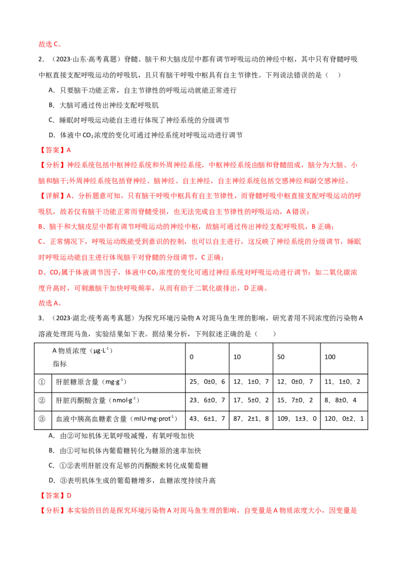 第28讲神经调节和体液调节的关系（讲义）（教师版）_2024年新高考资料_1.2024一轮复习_2024年高考生物一轮复习讲练测（新教材新高考）