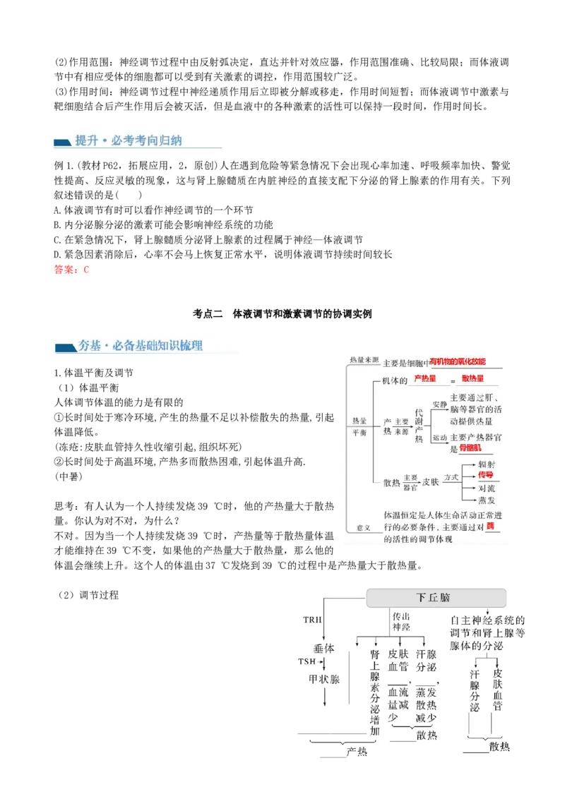 第28讲神经调节和体液调节的关系（讲义）（教师版）_2024年新高考资料_1.2024一轮复习_2024年高考生物一轮复习讲练测（新教材新高考）