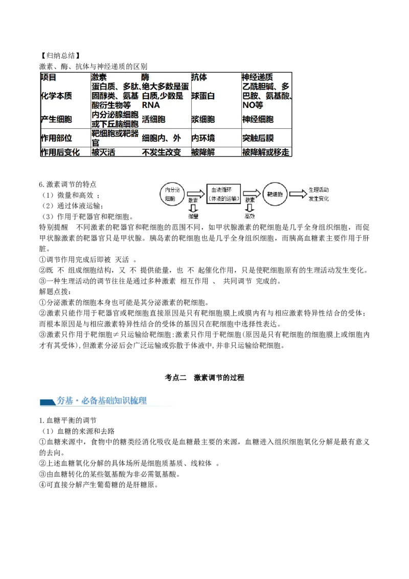 第27讲体液调节（讲义）（学生版）_2024年新高考资料_1.2024一轮复习_2024年高考生物一轮复习讲练测（新教材新高考）