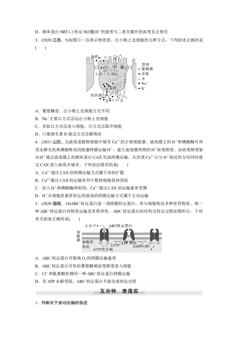 第2单元　第5课时　物质出入细胞的方式及影响因素_2024年新高考资料_1.2024一轮复习_2024年高考生物一轮复习讲义（新人教版）_学生版在此文件夹_大一轮复习讲义