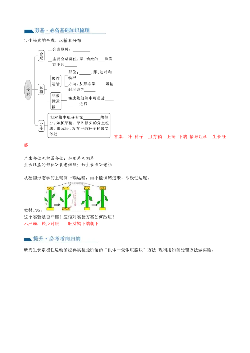 第32.1讲植物生长素（讲义）（教师版）_2024年新高考资料_1.2024一轮复习_2024年高考生物一轮复习讲练测（新教材新高考）
