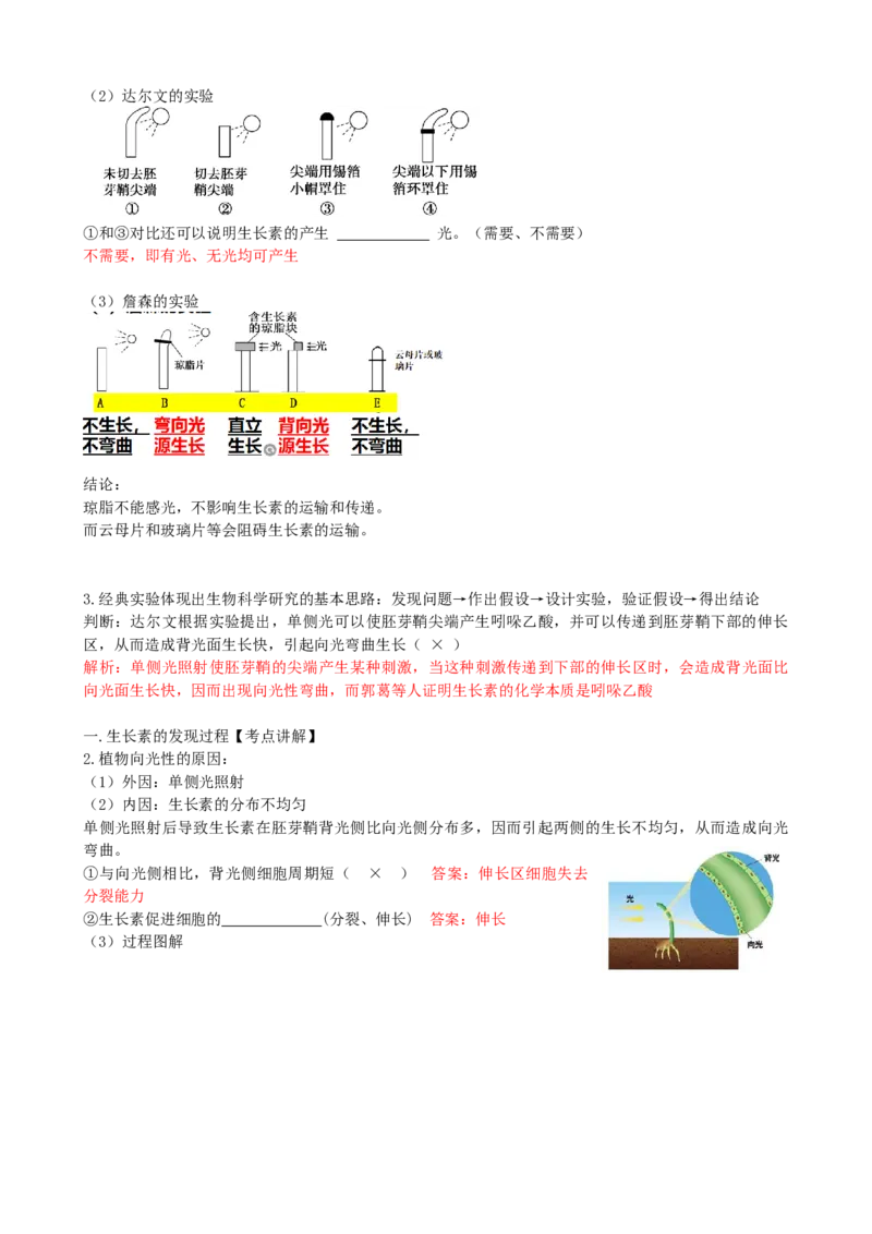 第32.1讲植物生长素（讲义）（教师版）_2024年新高考资料_1.2024一轮复习_2024年高考生物一轮复习讲练测（新教材新高考）
