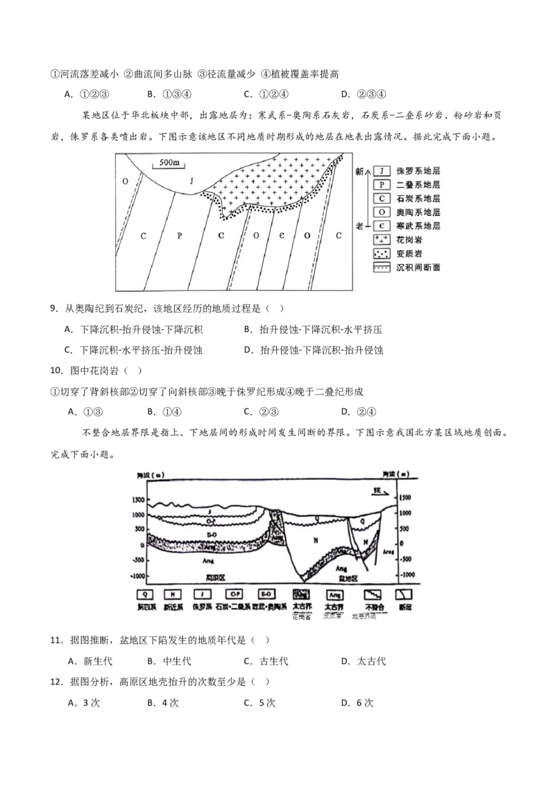 重难点06地表形态的塑造与地貌（原卷版）_2025年新高考资料_二轮复习_01高考语文等多个文件_2025年高三地理高考二轮复习专项提升_重点&middot;难点&middot;热点专练（分地区）_天津专用